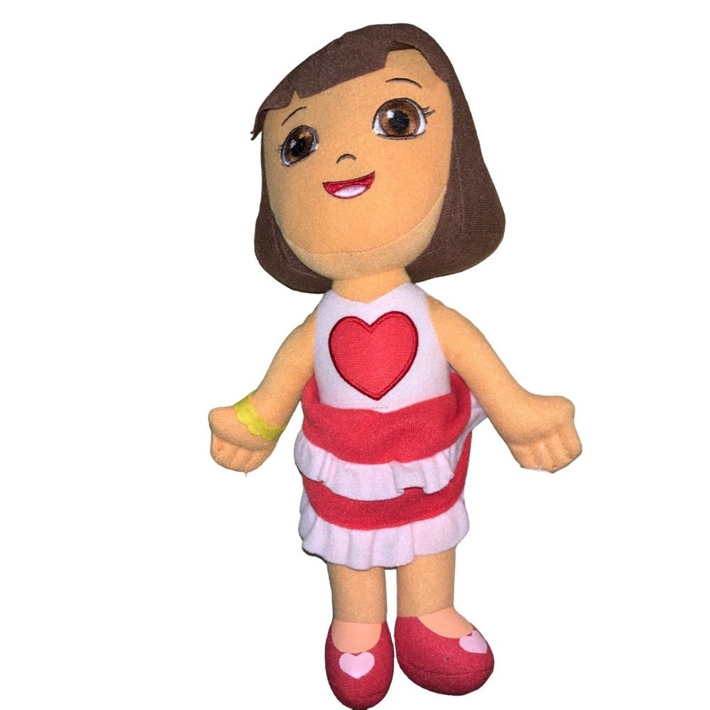Dora The Explorer Plush Doll 13” Heart Dress/Shoes Nickelodeon Stuffed Toy 2013